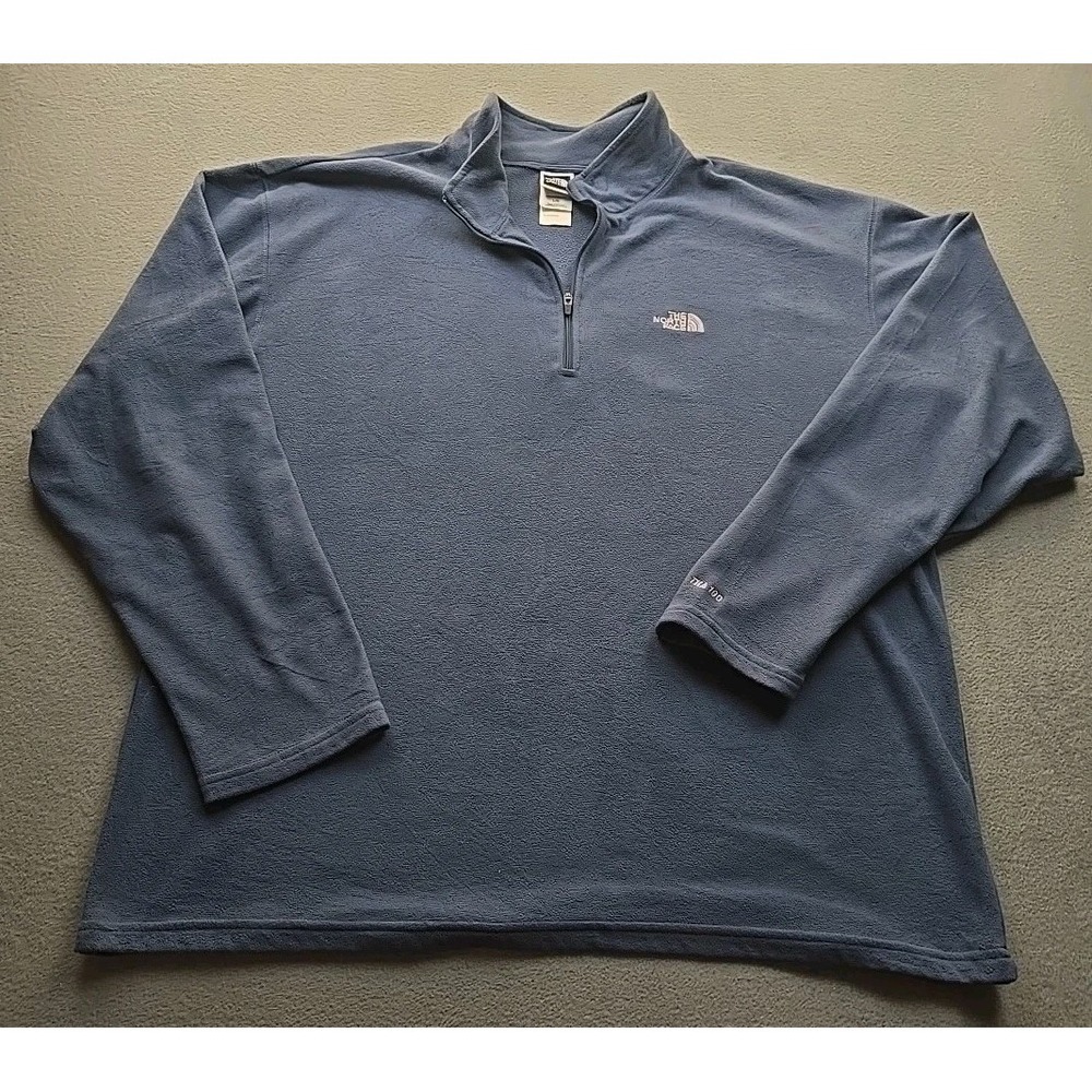 The North Face TKA 100 Fleece Pullover Sweater Men's L‎ Blue 1/4 Zip Lightweight - Picture 2 of 11